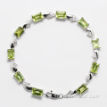 Bracelet en argent sterling Natural Peridot 925